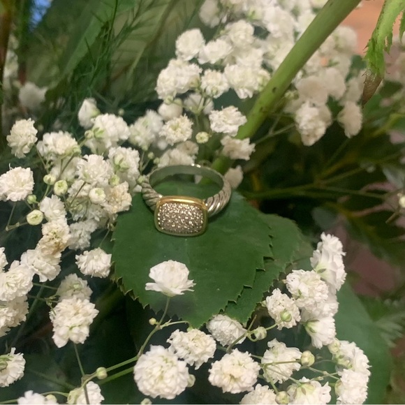 David Yurman noblesse two tone diamond ring - Picture 2 of 6